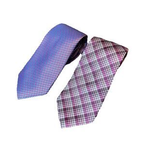 Lot of 2 Tommy Hilfiger Repp Silk Ties Blue Purple Striped LN Preppy